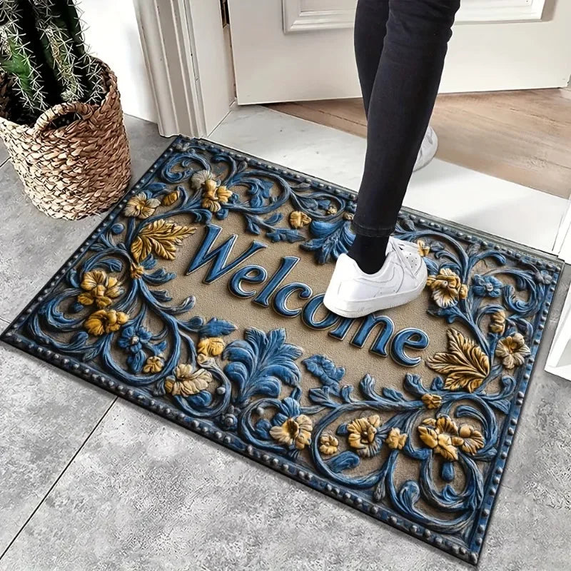 Navak Teppich 1 Stück, Schmutzabweisende, Pflegeleichte, Rutschfeste Fußmatte Aus Kristallsamt Mit 3D-Druck, Maschinenwaschbarer Polyesterteppich
