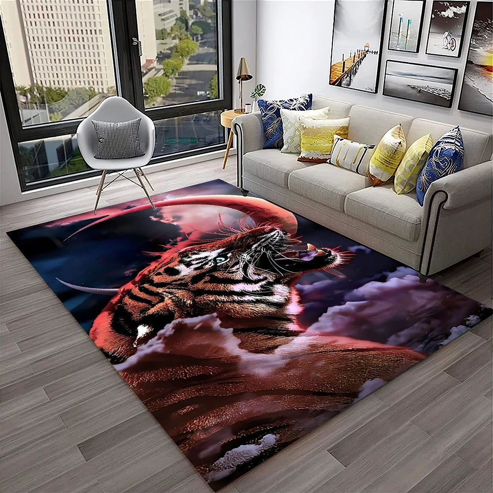 Navak Carpet 3D-Traumtiger, Tier-Cartoon-Teppich für Zuhause, Wohnzimmer, Schlafzimmer, Sofa, Fußmatte, Dekoration, Kinderspielbereich, rutschfeste Bodenmatte