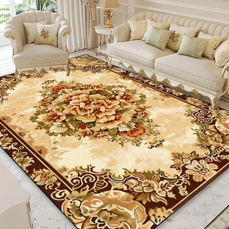 Navak Carpet European Style Home Decoration Rugs Living Room Retro Flower Carpet Hall Sofa Large Area Rug Non-slip Room Doorway Soft Foot Mat