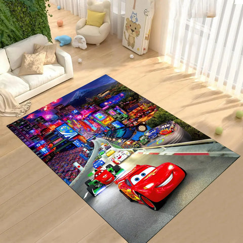 Navak Carpet Daily Picks Autobahn-Auto-Bodenteppich, McQueen-Cartoon-Auto-Teppich für Kinderzimmer-Dekoration, minimalistische Spielmatte für Kinderzimmer, Geschenkideen