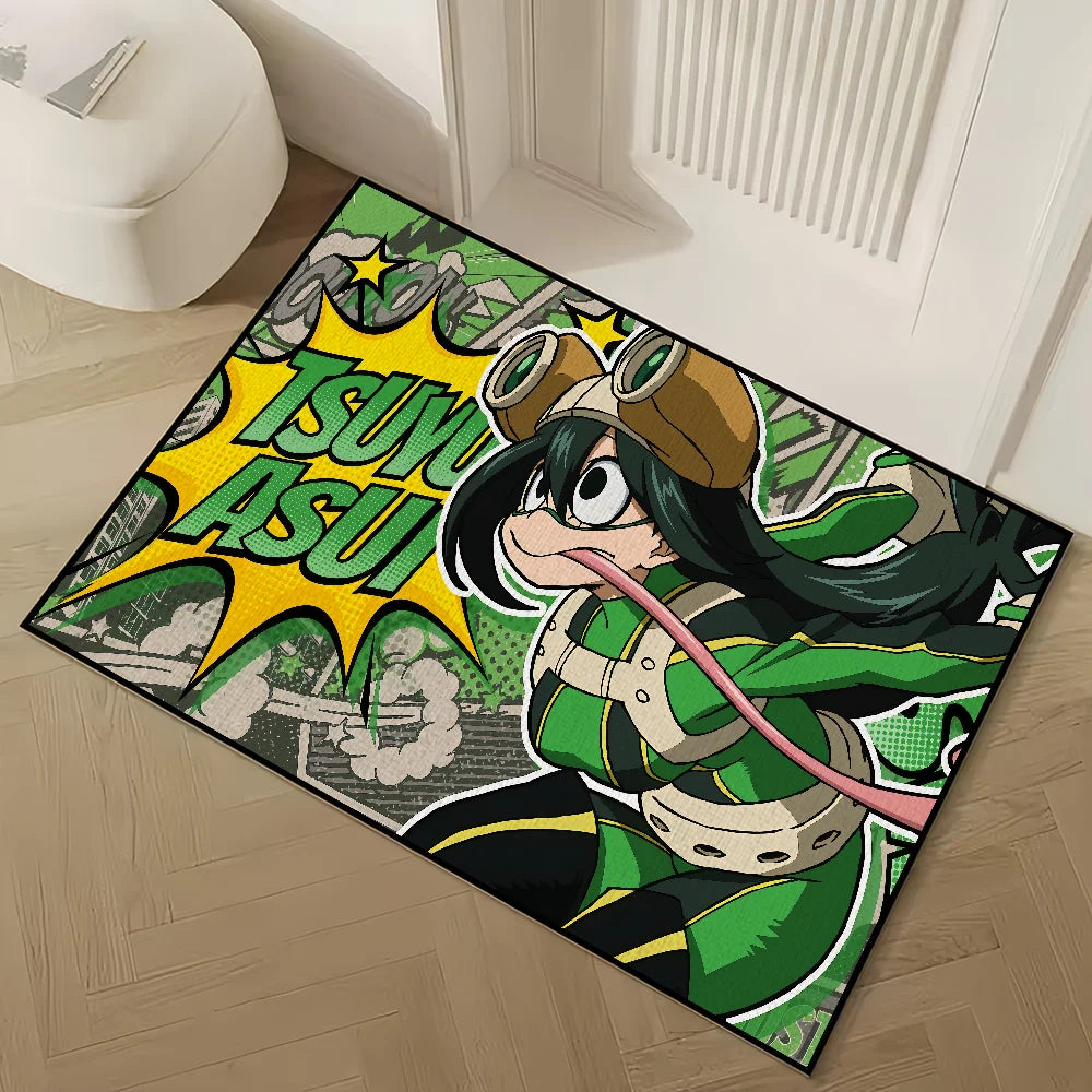 Navak Teppich Anime My h-Hero Academia Tsuyu Asui kleiner Teppich Teppich Wohnkultur Schlafzimmer Hogar Matte Flur Balkon Eingang Fußmatte Dekoration