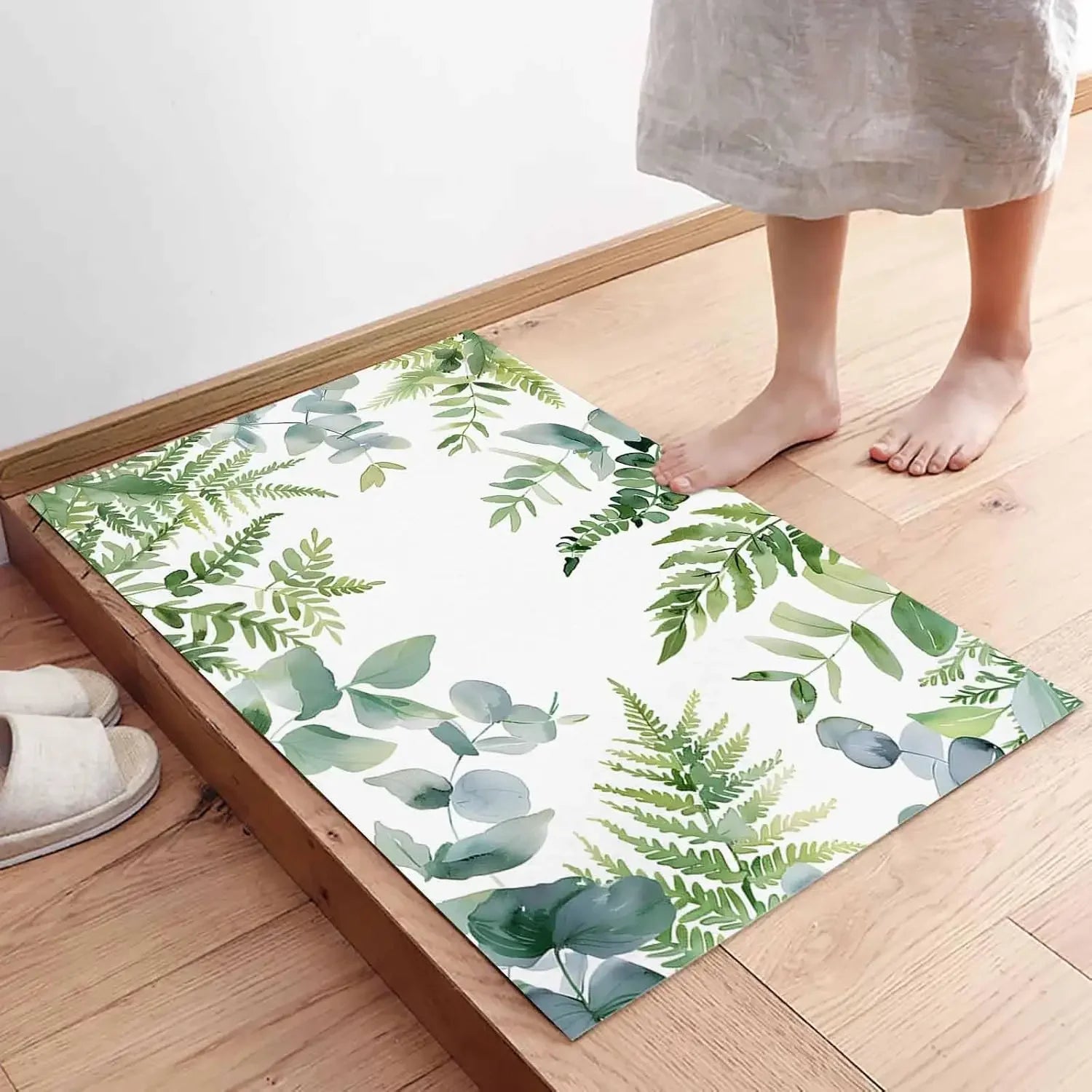 Navak Teppich Eukalyptusblatt Pflanze Willkommen Fußmatte Dekor Küche Korridor Balkon Teppiche Wohnzimmer Teppich Schlafzimmer Anti-Rutsch-Bodenmatte