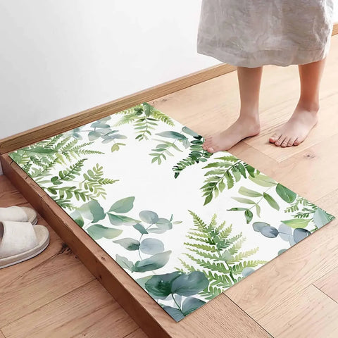 Navak Teppich Eukalyptusblatt Pflanze Willkommen Fußmatte Dekor Küche Korridor Balkon Teppiche Wohnzimmer Teppich Schlafzimmer Anti-Rutsch-Bodenmatte