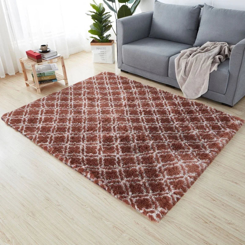 Navak Teppich, weicher, langer Plüschteppich für Schlafzimmer, Wohnzimmer, flauschige Teppichmatten mit Farbverlauf, Batik-Bodenteppiche, Erkerfenster, Heimdekoration