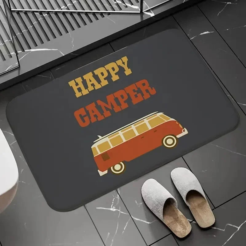 Navak Carpet Happy Campers Teppich, rutschfeste Bodenmatte, maschinenwaschbar, Eingangsteppich für Flur, Schlafzimmer, Küche und Wohnaccessoires, Dekor