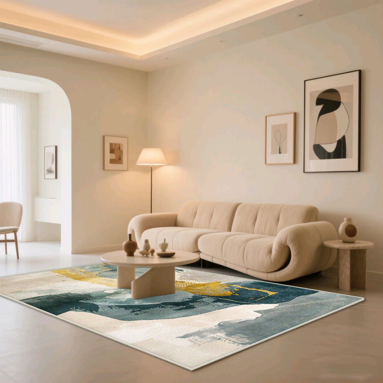 Navak Teppich, Kunststil, abstrakt, weich, Schlafzimmer-Dekoration, großer Teppich, rutschfest, Sofa-Tischset, faltbar, maschinenwaschbar, Wohnzimmerteppich