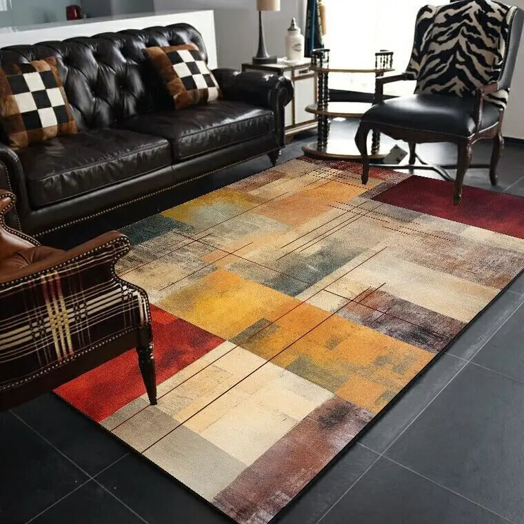 Navak Carpet Abstract Geometric Large Rugs for Living Room Nordic Retro Room Decoration Home Mats Non-slip Washable Bedroom Cloakroom Carpet