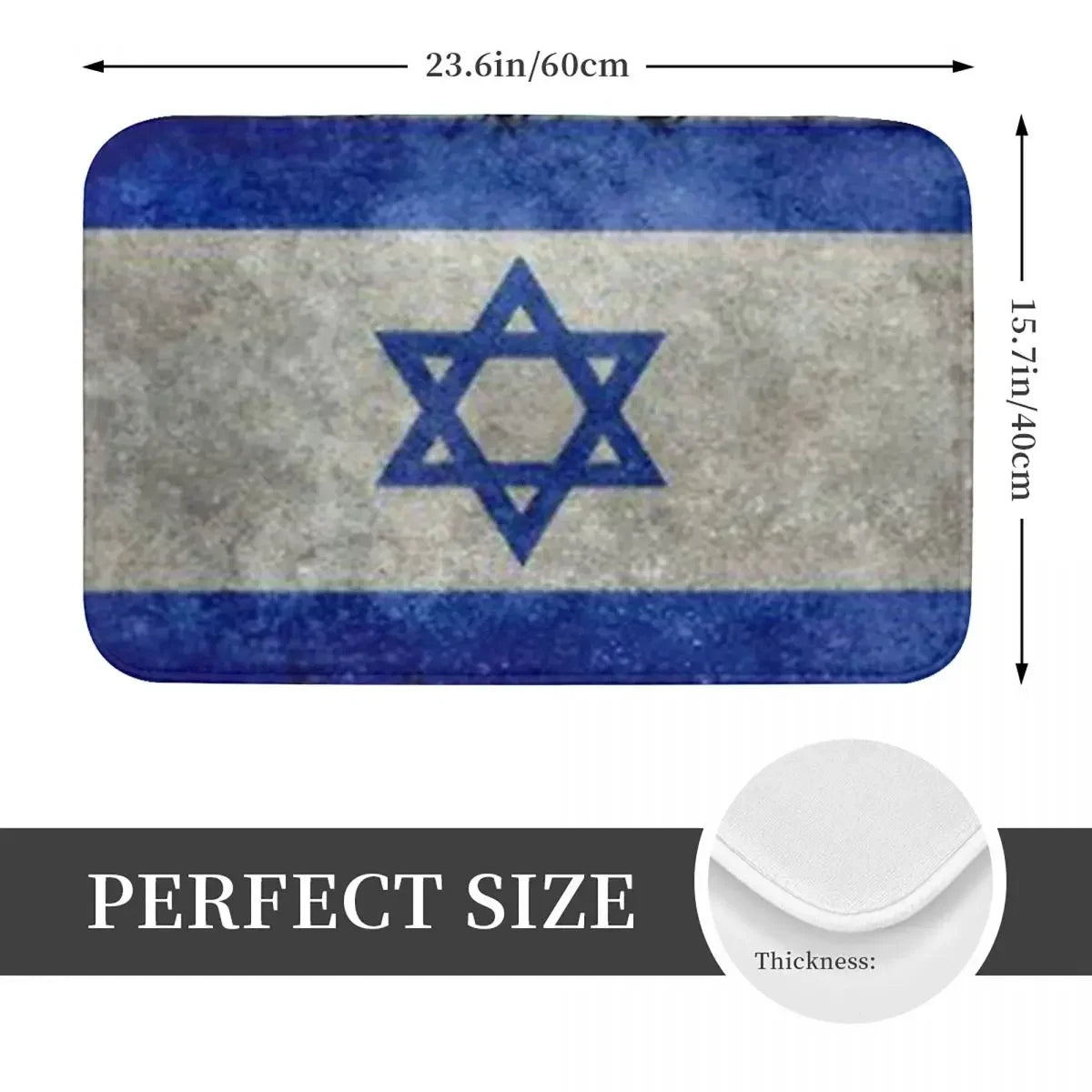 Navak Teppich Israel Flagge Anti-Rutsch-Fußmatte Bodenmatte Sandkratzteppich Teppich für Küche Eingang Zuhause Badezimmer Wohnzimmer Footpad Matten