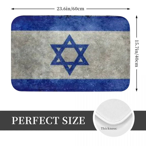 Navak Teppich Israel Flagge Anti-Rutsch-Fußmatte Bodenmatte Sandkratzteppich Teppich für Küche Eingang Zuhause Badezimmer Wohnzimmer Footpad Matten