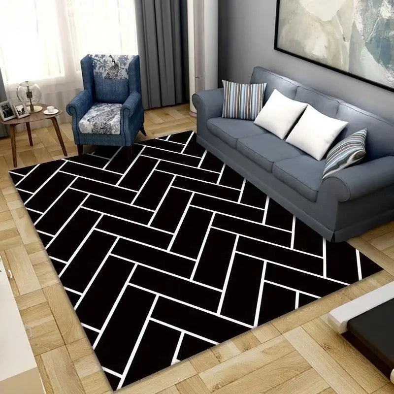 Navak Carpet Nordic style Living Room Carpet Black and White Minimalist Striped Home Decoration Bedroom Rug Coffee Table Non-slip soft Mat
