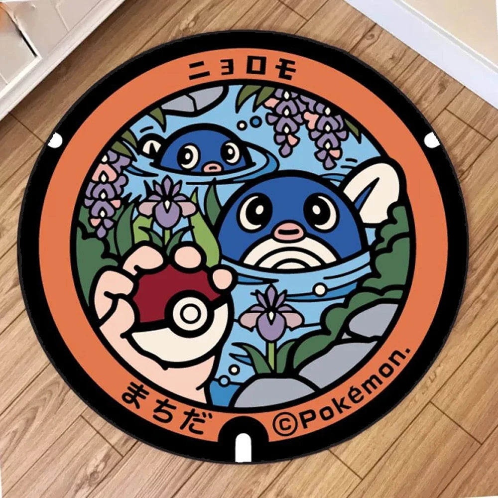 Navak Carpet NEU Tägliche Auswahl Kawaii Pokemon Teppich für Wohnzimmer Dekor Lounge Balkon Sofa Matte Schlafzimmer Weicher Teppich Drehstuhl Matte Kinder Geschenk