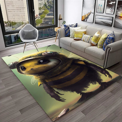 Navak Teppich, süße Biene, Honigbiene, Insekten-Cartoon, 3D-Teppich für Zuhause, Wohnzimmer, Schlafzimmer, Sofa, Fußmatte, Dekor, Kinderbereich, Teppich, rutschfeste Bodenmatte