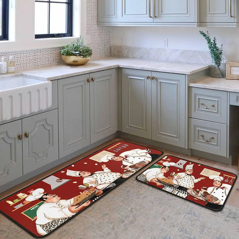 Navak Carpet Exclusive Picks 2-teilige Küchenteppiche und -matten in Kaffeebraun, rutschfest, waschbar, flecken- und lichtbeständig, Läuferteppich für den Küchenflur, Küchen- und Heimdekoration