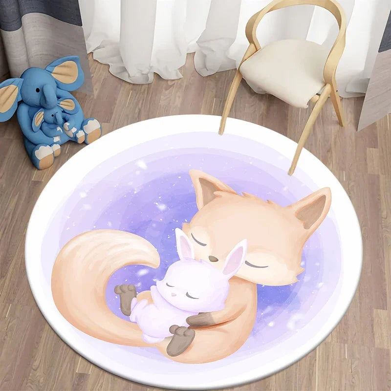 Navak Teppich Cartoon Niedlicher Bär Runder Teppich für Wohnzimmer Teppiche Badematte für Kinderzimmer Matten Schlafzimmer Teppiche Baby Kinderzimmer Wohnkultur