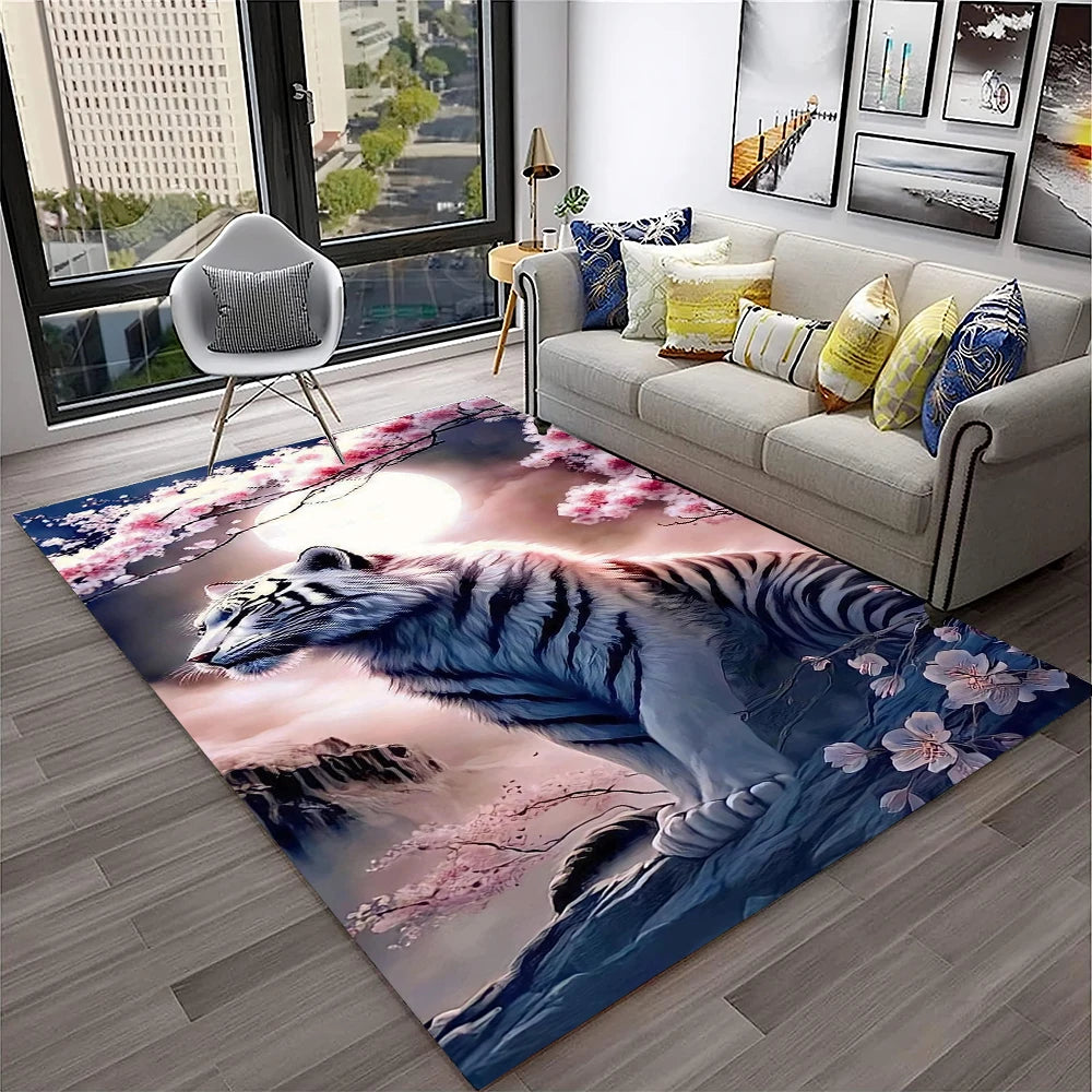 Navak Carpet 3D-Traumtiger, Tier-Cartoon-Teppich für Zuhause, Wohnzimmer, Schlafzimmer, Sofa, Fußmatte, Dekoration, Kinderspielbereich, rutschfeste Bodenmatte