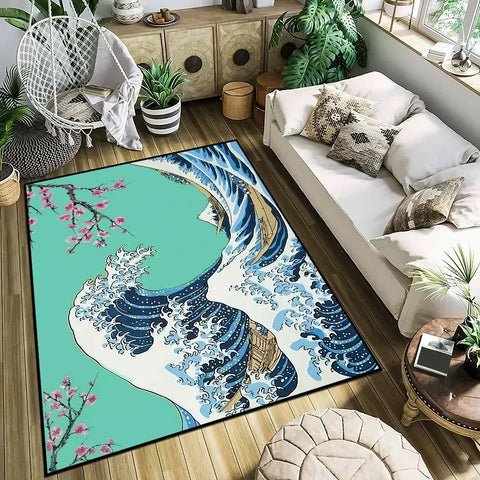 Navak Teppich kleine Welle Japan Teppich Anti-Rutsch Tolle Küche Kanagawa Schlafzimmer Handgefertigter getufteter Teppich Teppich des Wohnzimmereingangs
