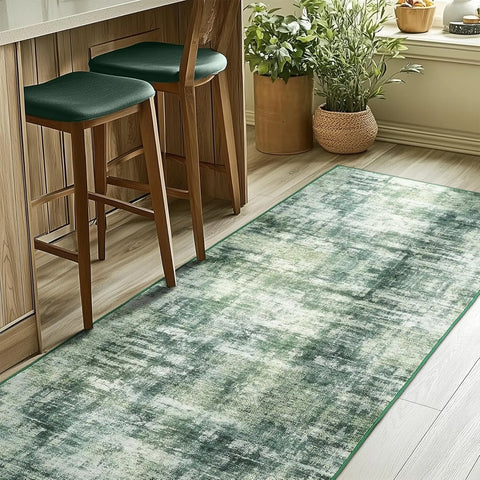Navak Teppich, grüner Teppich, Wohnzimmer, waschbar, abstrakt, für Schlafzimmer, rutschfest, weicher Teppich, für den Innenbereich, fusselfreie Teppiche für das Esszimmer