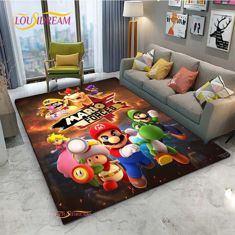 Navak Teppich Mario Cartoon Anime Teppich für Wohnzimmer Schlafzimmer Niedliche Teppiche Tisch Küchentür Kinder Rutschfeste Fußmatten Alfombra Geburtstagsgeschenk