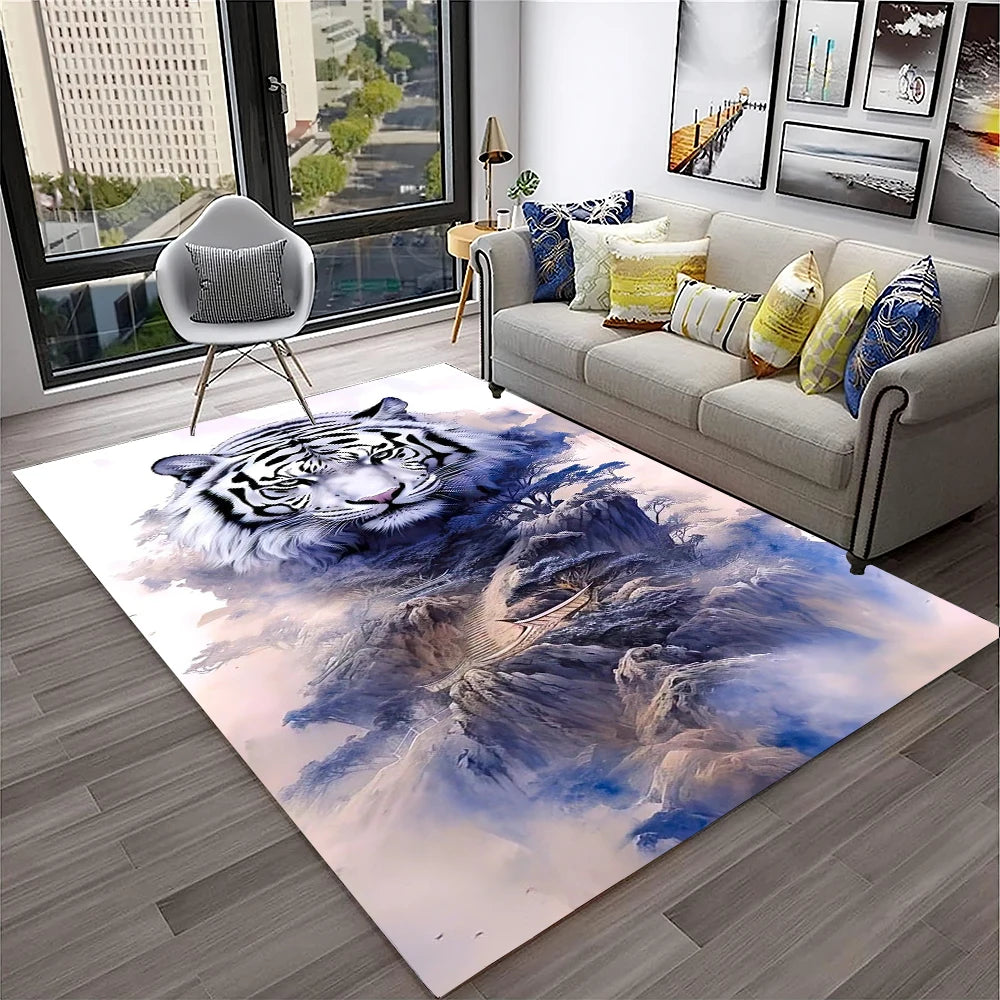 Navak Carpet 3D-Traumtiger, Tier-Cartoon-Teppich für Zuhause, Wohnzimmer, Schlafzimmer, Sofa, Fußmatte, Dekoration, Kinderspielbereich, rutschfeste Bodenmatte