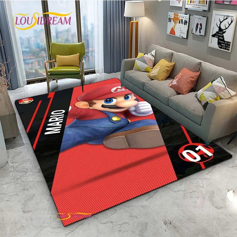 Navak Teppich Mario Cartoon Anime Teppich für Wohnzimmer Schlafzimmer Niedliche Teppiche Tisch Küchentür Kinder Rutschfeste Fußmatten Alfombra Geburtstagsgeschenk