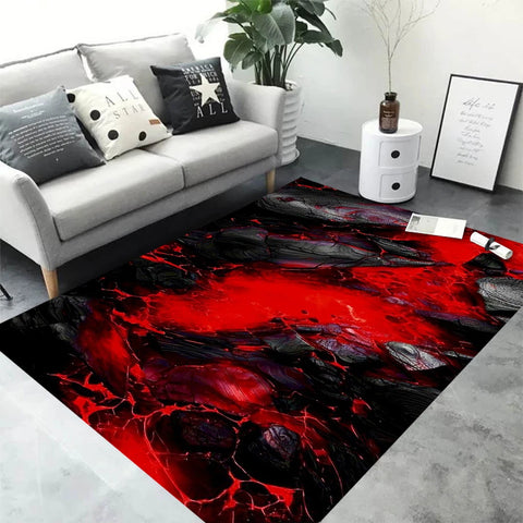 Navak Teppich 3D Vulkan Lava Magma Teppiche Teppich für Schlafzimmer Dekor Wohnzimmer Große Flächenteppiche Nachttisch rutschfeste Bodenmatte Hauseingang Fußmatte