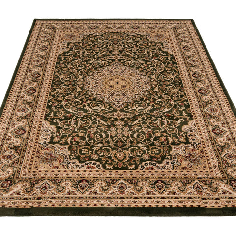Navak Teppich Dunkelgrün Gold Beige Traditionell Eingefasst Orientalisch Medaillon Klassisch Wohndekor Blumenmuster Wohnzimmer Schlafzimmer Teppich Kaminmatte