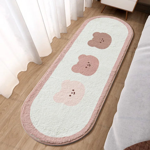 Navak Teppich, Cartoon-Muster, Kunstlammwolle, Schlafzimmer-Nachtvorleger, schönes Kaninchen, rosa Bettbereich, weich, keine eisigen Füße, für Mädchen, Kinder, Schlafzimmer
