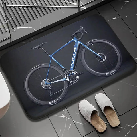 Navak Carpet 1 Stück Biker-Fußmatte für drinnen und draußen, rutschfest, Fahrrad-Aufdruck, Heimdekor, Teppich für Küche, Schlafzimmer, Bad, Fußmatten, waschbar, Bodenmatte