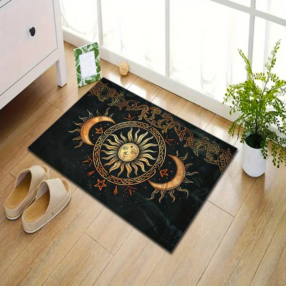 Navak Carpet Sun & Moon Carpet, Durable Door Mat Chair Mat Sofa Mat, Comfortable Printed Area Rug Appropriate for Hotel, Balcony, Hallway,