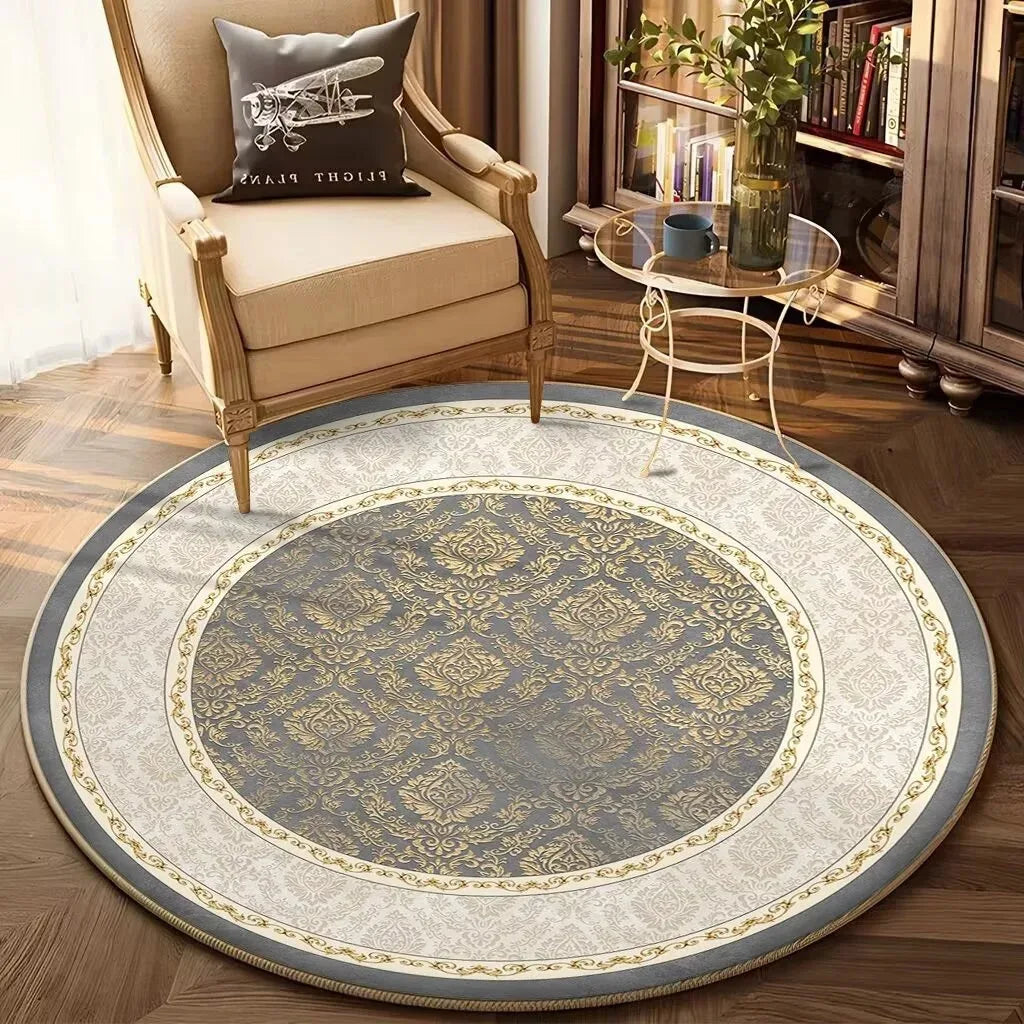 Navak Teppich, europäischer Gold-Luxus-Rundteppich, Wohnzimmer-Sofa, großer Teppich, bequem, rutschfest, für das Bett, Schlafzimmer, Teetischmatte