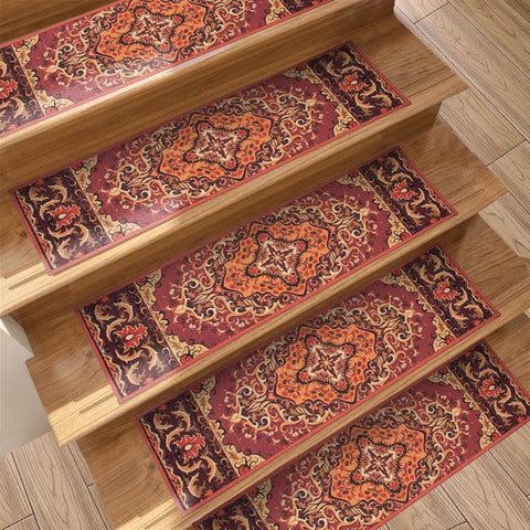Navak Carpet 10 Stück Treppenstufen-Teppich, rutschfeste Treppenmatten für den Innenbereich, Läufer für Holzstufen, Schutzteppich-Abdeckungspolster, Treppen für Kinder und ältere Menschen