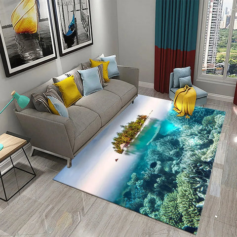 Navak Teppich 3D Hawaiian Meer Ozean Tropische Fische Teppich Wohnzimmer Fisch Tier Muster Kinder Schlafzimmer Weiche Boden Dekor