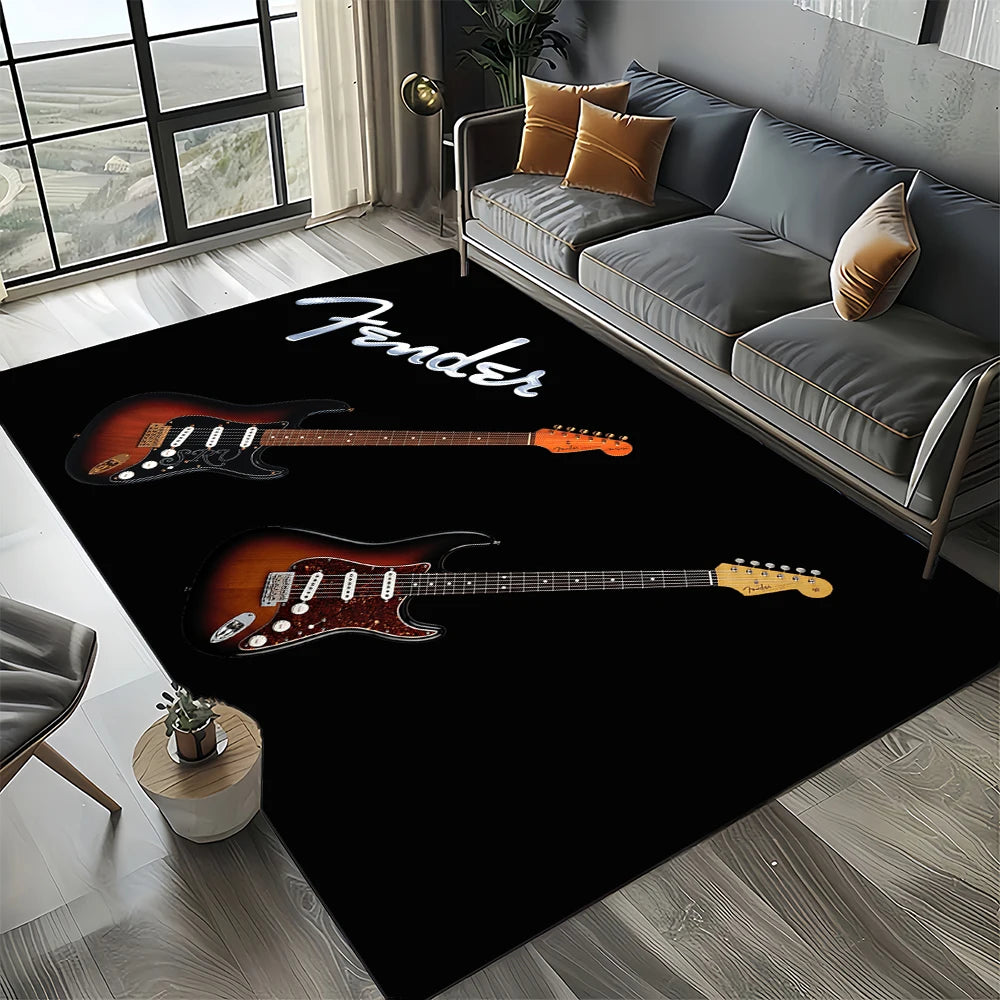 Navak Carpet 27 Style New 3D Fender Retro Gitarreninstrumente Musik Teppich Teppich für Wohnzimmer Schlafzimmer Zuhause Sofa Dekoration, rutschfeste Bodenmatte
