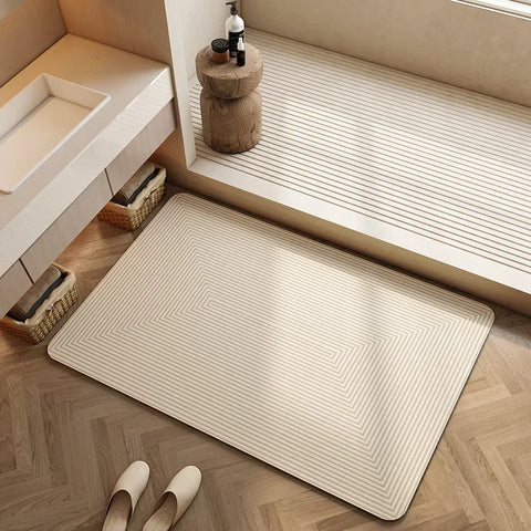 Navak Teppich, saugfähig, Badematte, rutschfest, für Badezimmer, Heimdekoration, cremefarben, beige, gestreift, Teppiche, Toiletteneingang, Kieselalgen-Schlammmatte