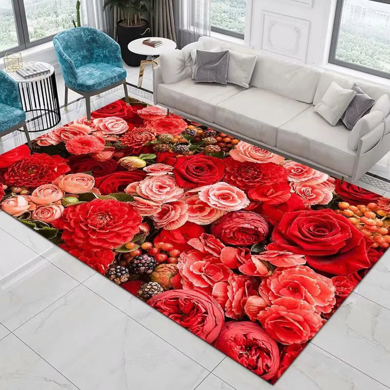 Navak Teppich, Heimdekoration, Eingangstürmatte, Blume, Rose, Pfingstrose, pastoral, 3D-gedruckter Teppich, Wohnzimmerteppich, pelzige Matte, Teppich, Schlafzimmerdekoration