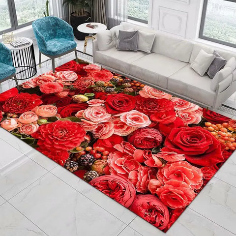 Navak Teppich, Heimdekoration, Eingangstürmatte, Blume, Rose, Pfingstrose, pastoral, 3D-gedruckter Teppich, Wohnzimmerteppich, pelzige Matte, Teppich, Schlafzimmerdekoration