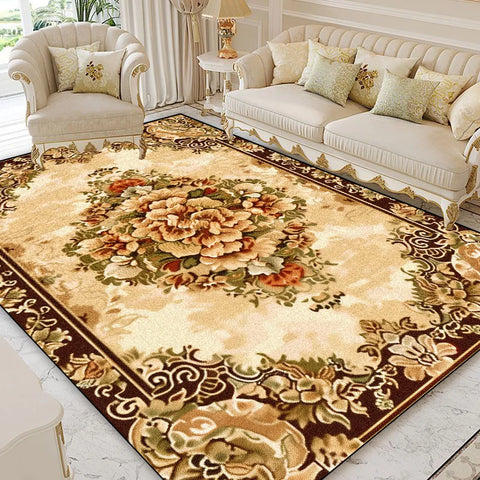 Navak Carpet European Style Home Decoration Rugs Living Room Retro Flower Carpet Hall Sofa Large Area Rug Non-slip Room Doorway Soft Foot Mat