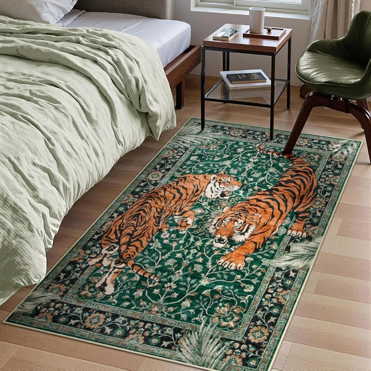Navak Teppich für Wohnzimmer, Teppich, Dschungeltiger, Heimdekoration, große Fläche, Schlafzimmer, Plüsch-Bodenmatte, maschinenwaschbar, Couchtisch-Teppiche 러그