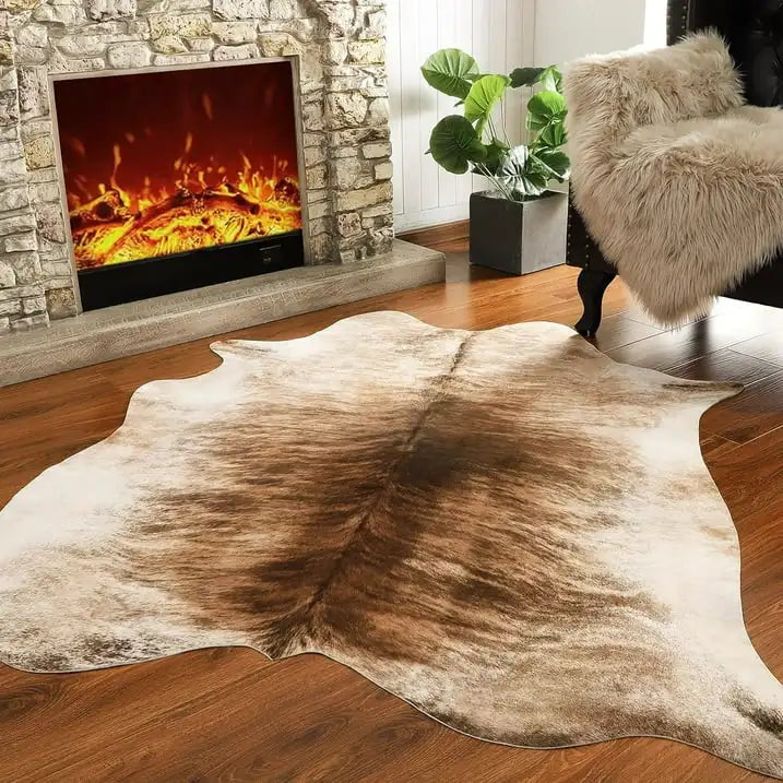 Navak Teppich im amerikanischen Stil mit Tiermuster, Kunstfell-Rindslederteppich, Schlafzimmerteppich, Zimmerteppich für Wohnzimmerteppiche, Hausdekoration, Fußmatten