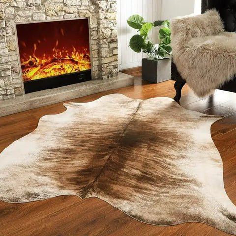 Navak Teppich im amerikanischen Stil mit Tiermuster, Kunstfell-Rindslederteppich, Schlafzimmerteppich, Zimmerteppich für Wohnzimmerteppiche, Hausdekoration, Fußmatten