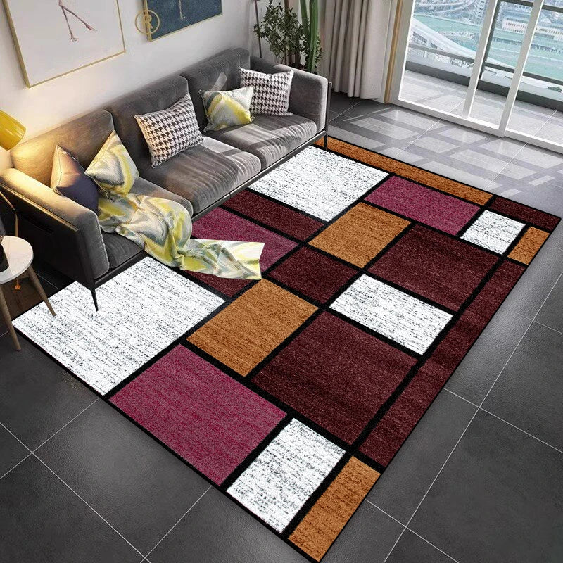 Navak Teppich Gitterdesign Teppich Wohnzimmer Geometrisches Muster Dekoration Sofa Rutschfeste Teppiche 200x300 Lounge Kurze Samt Couchtische Matten