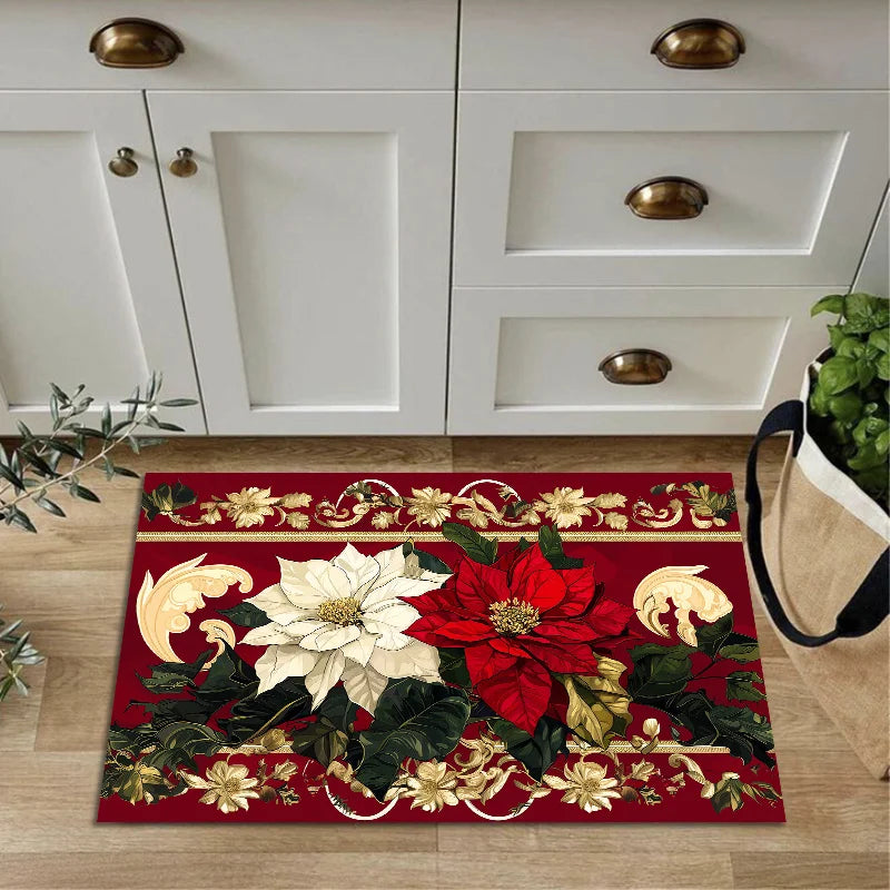 Navak Teppich, Weihnachtsstern, Blumenmuster, Küchenmatte, Dekor, rutschfeste Waschküchenmatten, Flur, Balkon, Teppiche, Schlafzimmermatte, Weihnachtsdekorationen