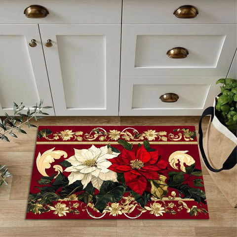 Navak Teppich, Weihnachtsstern, Blumenmuster, Küchenmatte, Dekor, rutschfeste Waschküchenmatten, Flur, Balkon, Teppiche, Schlafzimmermatte, Weihnachtsdekorationen