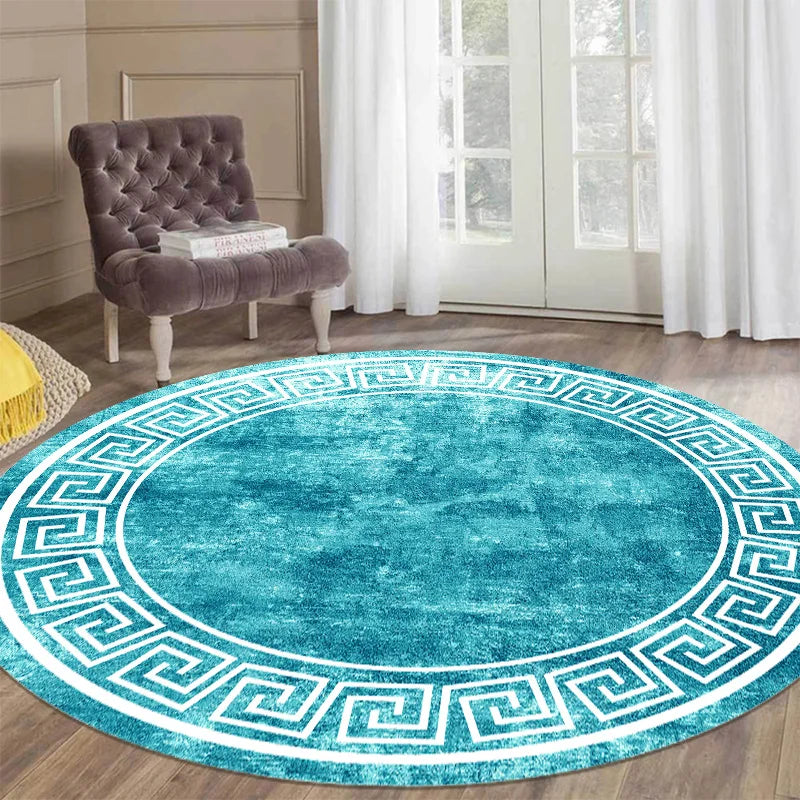 Navak Teppich, luxuriöser Stil, runder Teppich, Wohnzimmer, weiß, schwarz, grün, Marmormuster, Zimmerteppiche, waschbar, rutschfest, Dekor-Fußmatten für Schlafzimmer