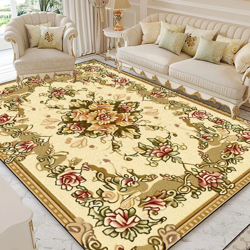 Navak Carpet European Style Home Decoration Rugs Living Room Retro Flower Carpet Hall Sofa Large Area Rug Non-slip Room Doorway Soft Foot Mat