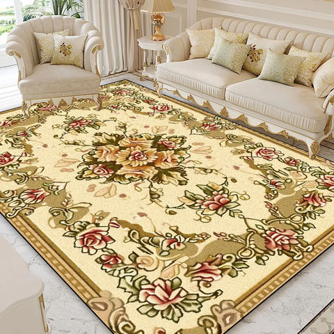 Navak Carpet European Style Home Decoration Rugs Living Room Retro Flower Carpet Hall Sofa Large Area Rug Non-slip Room Doorway Soft Foot Mat