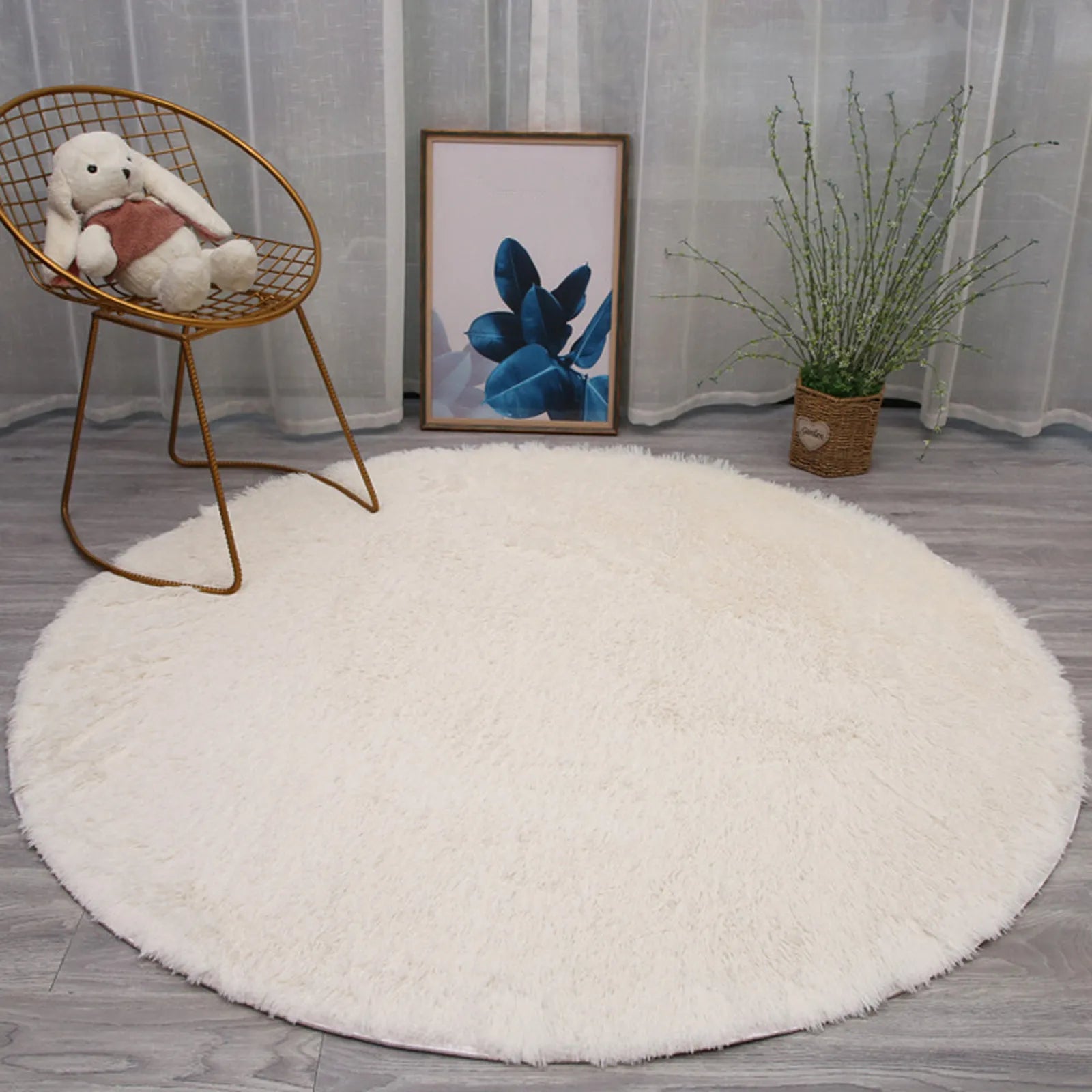 Navak Carpet Wool Imitation Sheepskin Rugs Faux Non Slip Bedroom Shaggy Carpet Mats Multi Color Solid Soft Circular Carpets
