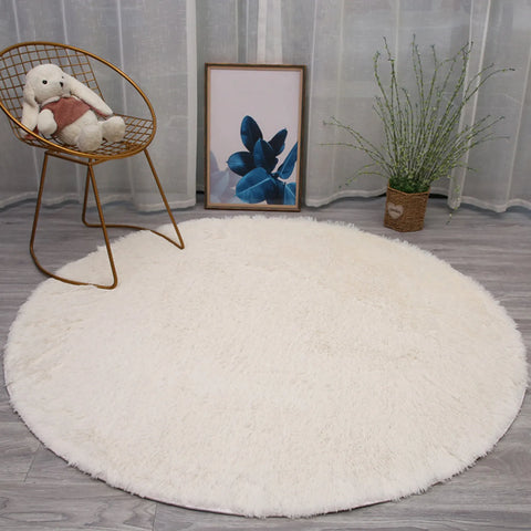 Navak Carpet Wool Imitation Sheepskin Rugs Faux Non Slip Bedroom Shaggy Carpet Mats Multi Color Solid Soft Circular Carpets