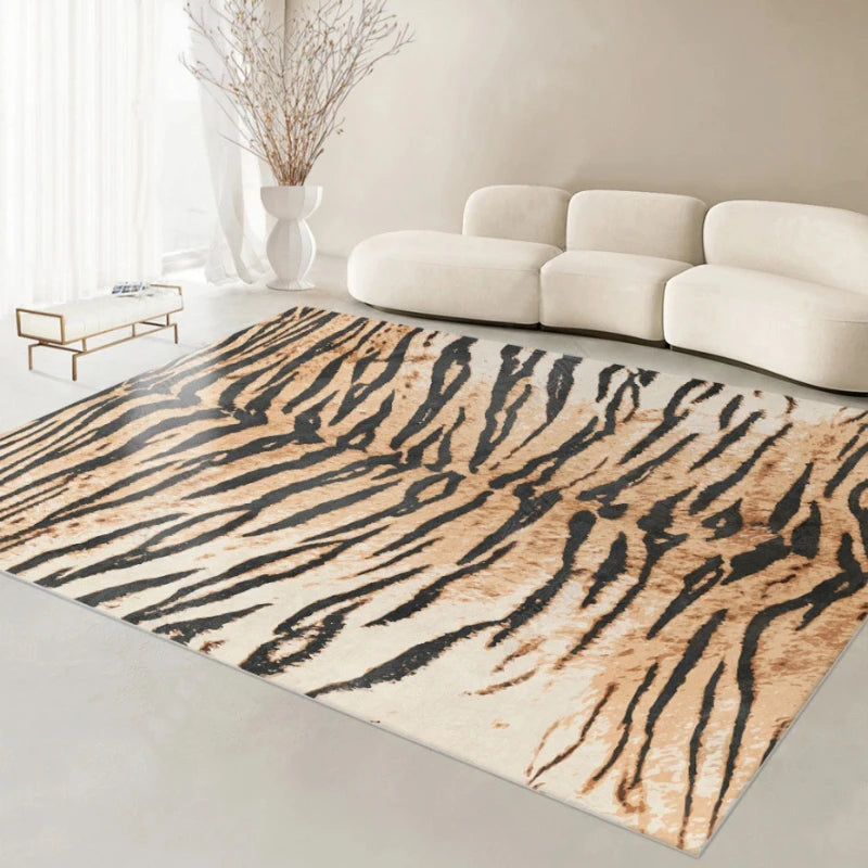 Navak Carpet Nordische flauschige Plüschteppiche für Wohnzimmer, leichtes, luxuriöses Zebramuster, Schlafzimmerdekor, Teppich für Zuhause, große Fläche, rutschfester Lounge-Teppich