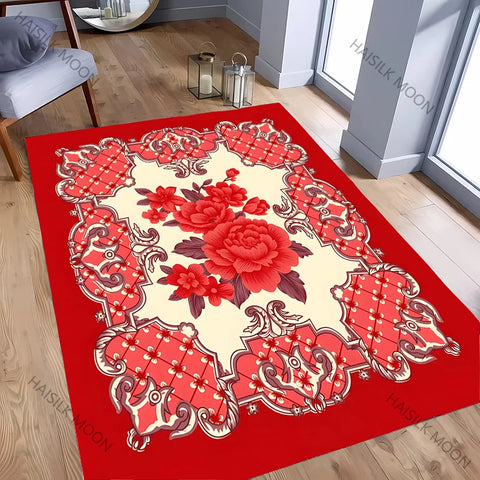 Navak Carpet 1PC Royal Luxury Style Flowers Printed Carpet Living Room Bedroom Sofa Office Large Area Decorative Mat Multi-Size Luxury Gifts